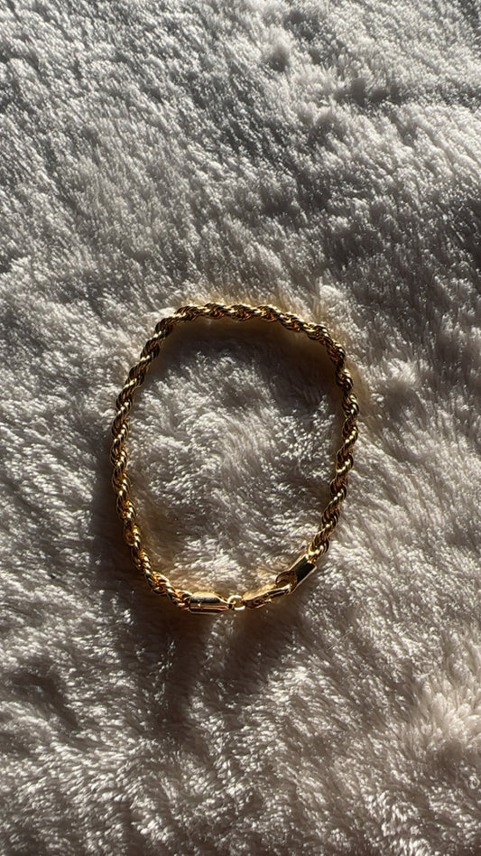 8” 4mm 14k Gold-Layered Rope Chain bracelet
