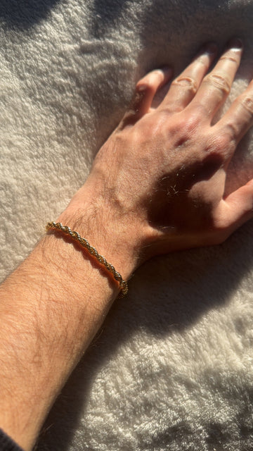 8” 4mm 14k Gold-Layered Rope Chain bracelet