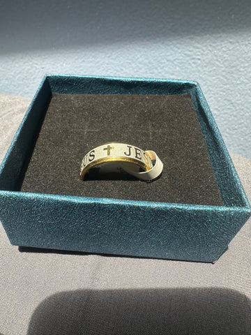 Gold Plated Jesus and Cross ring