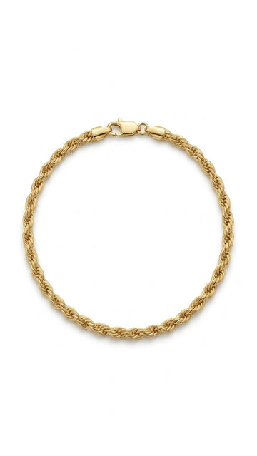 8” 4mm 14k Gold-Layered Rope Chain bracelet