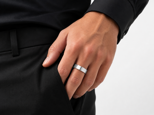 Silver-tone stainless steel ring