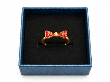 Gold layered Bow Ring with Red Gem Accents – Dainty Statement ring