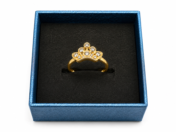 Gold layered Crown Ring with Crystal Accents – Princess Tiara Statement Ring