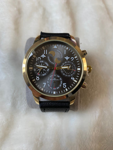 Black Leather Band Watch
