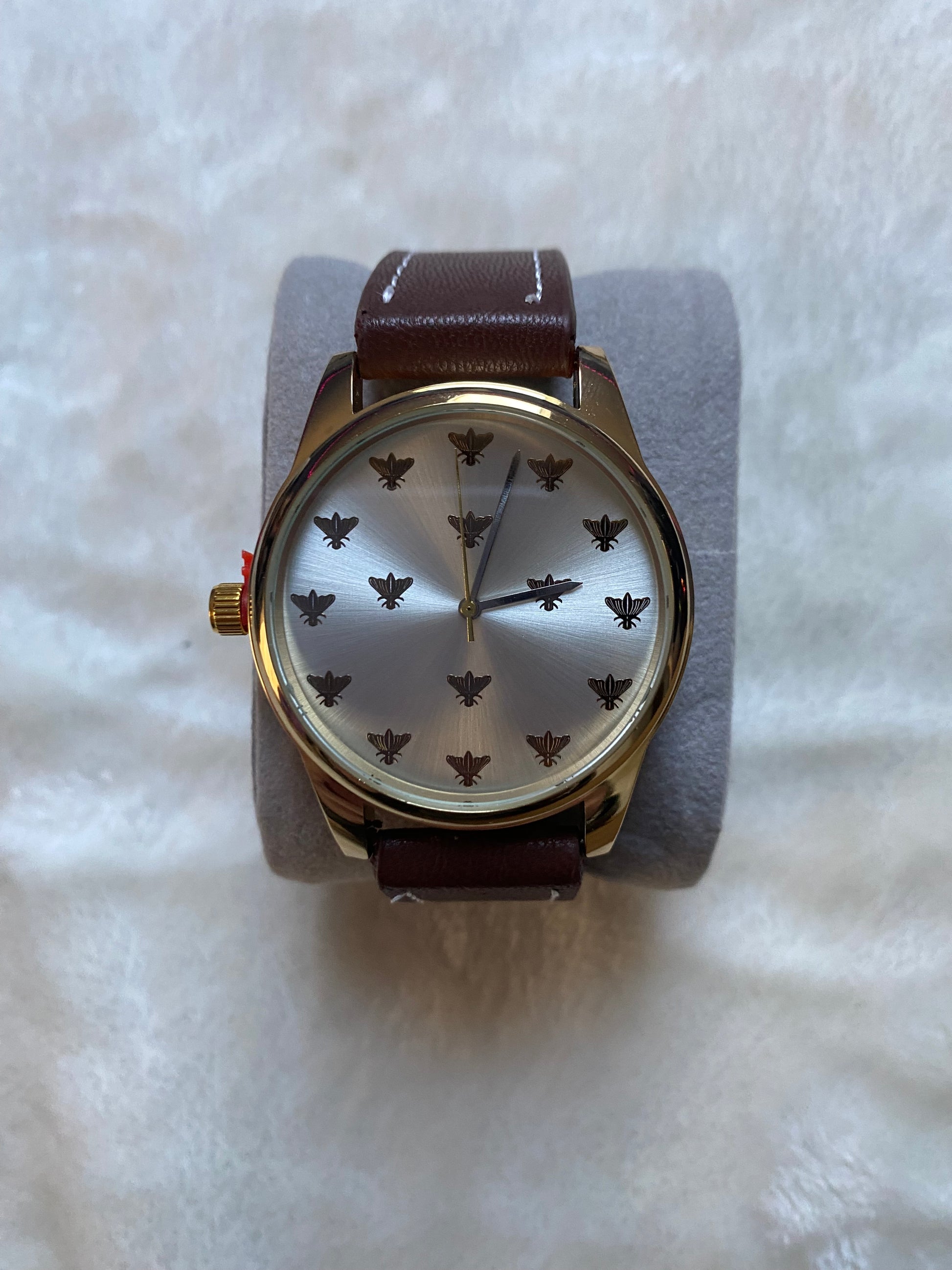 Gold and Silver, Brown Leather Band Watch