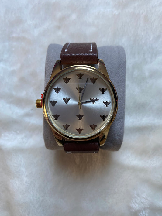 Gold and Silver, Brown Leather Band Watch