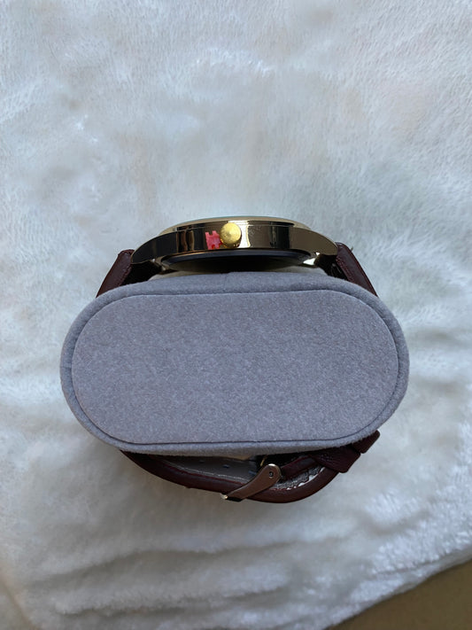Gold and Silver, Brown Leather Band Watch